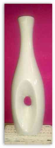 Váza keramická biela lesklá vysoká 42 cm  - obrázok